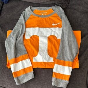 Nike Orange and Gray Long Sleeve Tee